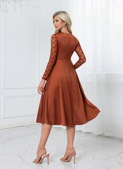 black formal tea length dresses Knitted Milano midi dress in brown