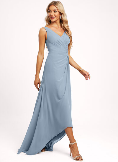 bridesmaid dresses high low hemline Off the Shoulder Ruffles High Low Bridesmaid Dresses main image 0