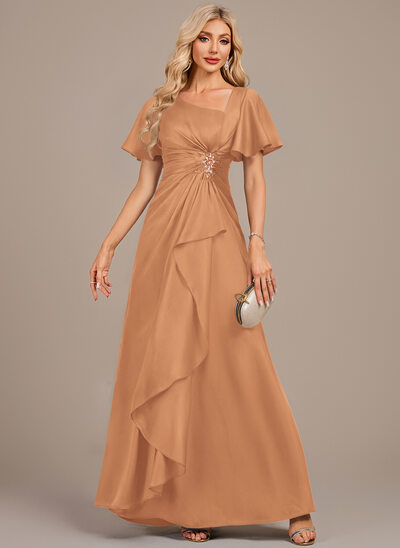 Kleid in A-Linie mit Pailletten aus Matter Satin