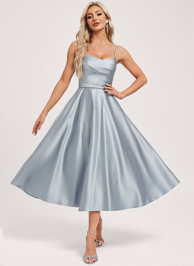 sachin and babi light blue dress Tea-Length Bridesmaid Dresses
