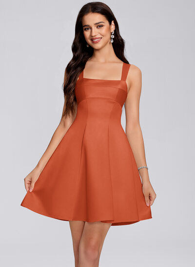 Square Ruched Satin Dress