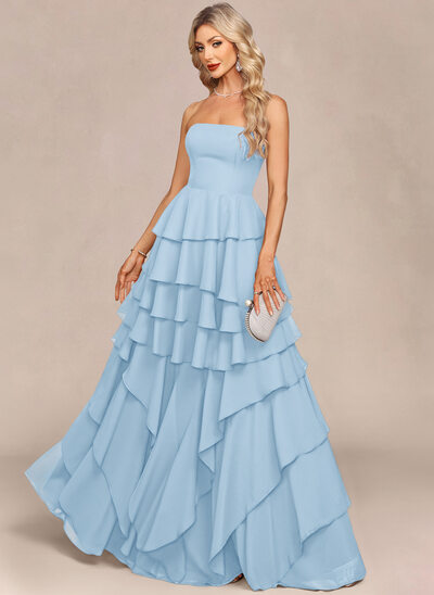 Jurk maximum van de chiffon met strapless cascading ruches