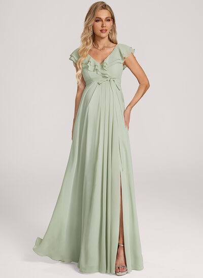 A-line Ruffle Chiffon Maternity Dress