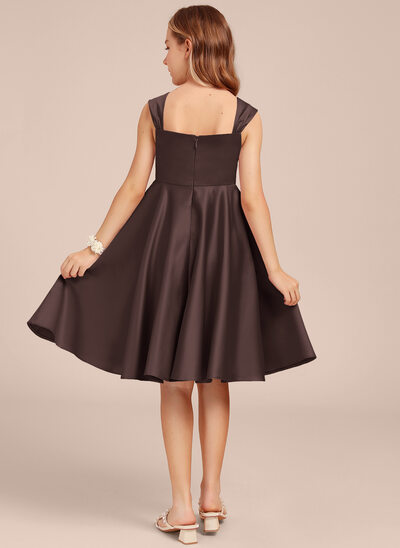 brown junior bridesmaid dresses dideyttawl A-Line High Low Flower Girls Dress Long V-Neck Junior Bridesmaid Dresses for Teens Pleated Chiffon 2511, Burnt Orange / 4 main image 1