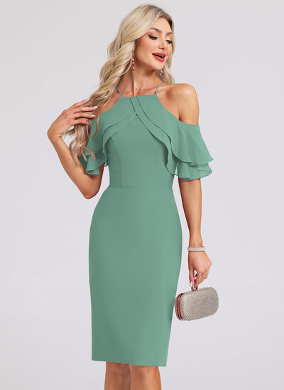 Cold Shoulder Chiffon Midi Dress