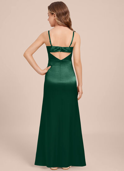cheap nice bridesmaid dresses Simple Sheath Long Bridesmaid Dresses with Slit, Cheap Bridesmaid Dres –  Musebridals main image 1