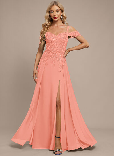 Jurk maximum van de chiffon met koude schouder overrok