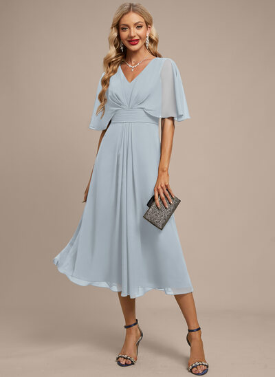 Robe midi avec plis en mousseline