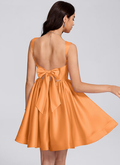open lace back dress Charming Mermaid Sweetheart Orange Satin Long Prom Dresses with Slit  AB102902 – Anniebride main image 1