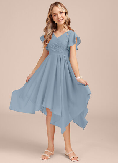 dusty blue junior bridesmaid dress Morilee Junior Bridesmaids style 13203