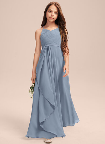 steel blue junior bridesmaid dresses Kids Mackenzie Chiffon Dress