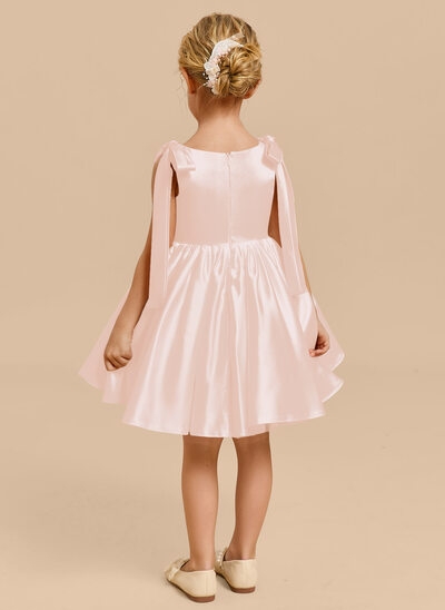strapless open back dress Ivory Satin Ruffle Organza Skirt Tutu Princess Flower Girl Dress 8T / Navy Blue main image 0