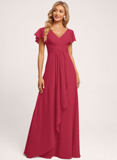 A-line Ruffle Chiffon Dress