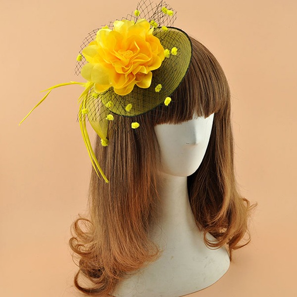 Fascinators Linen Party Evening Cocktail With Feather Headpiece